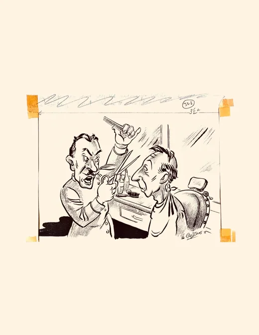 Two men with a newspaper