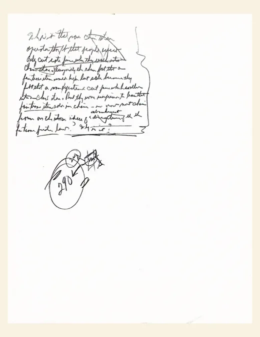 Handwritten observation with doodle