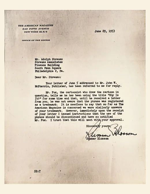 Letter on publisher’s stationery