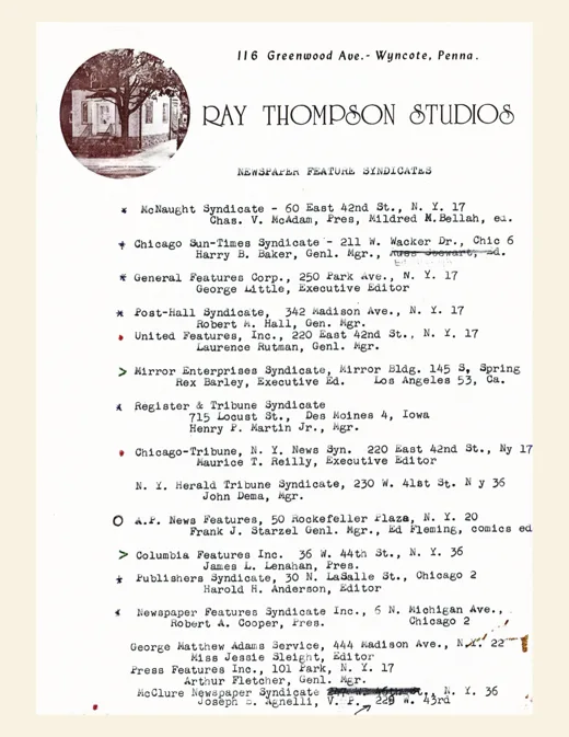 Ray Thompson Studios — annotated list